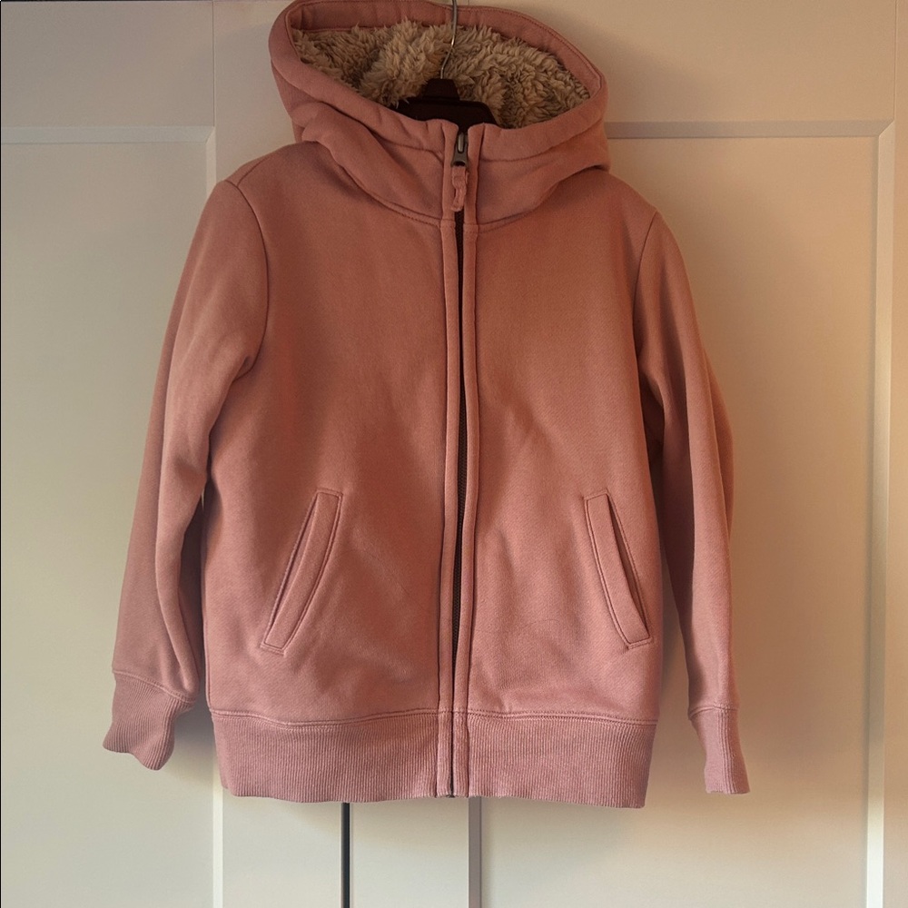 Uniqlo Pink Hoodie Girls Size 5/6 Jacket with Sherpa Lining